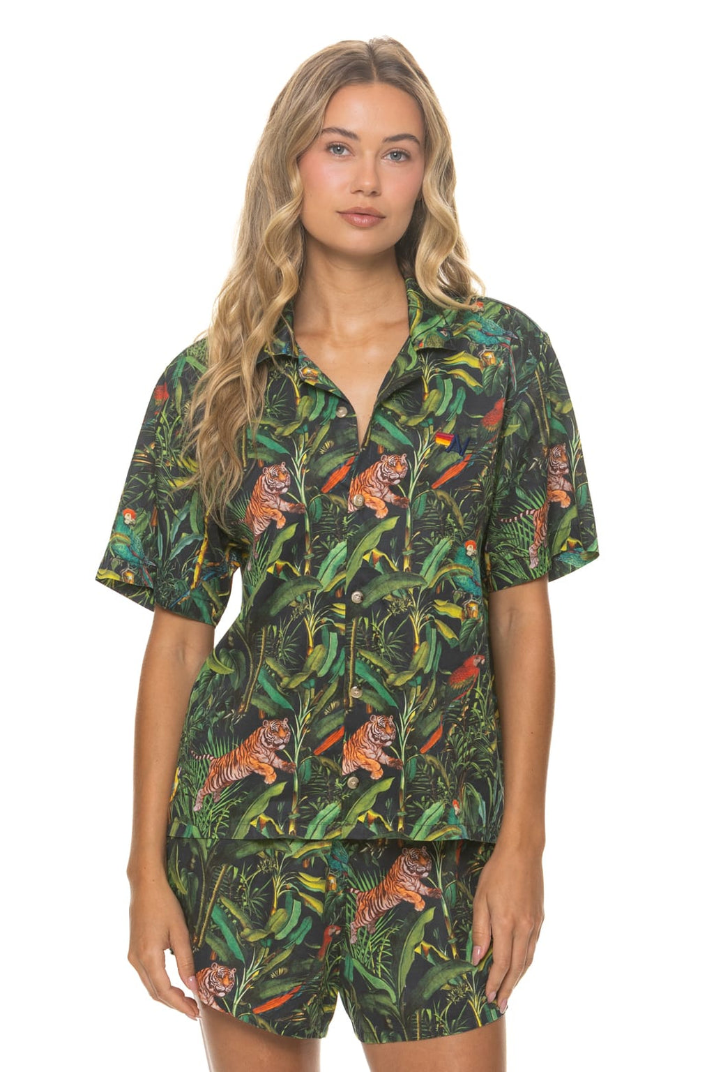 Retro WOMENS COTTON LUXE POPLIN SHORT - VINTAGE BLACK JUNGLE