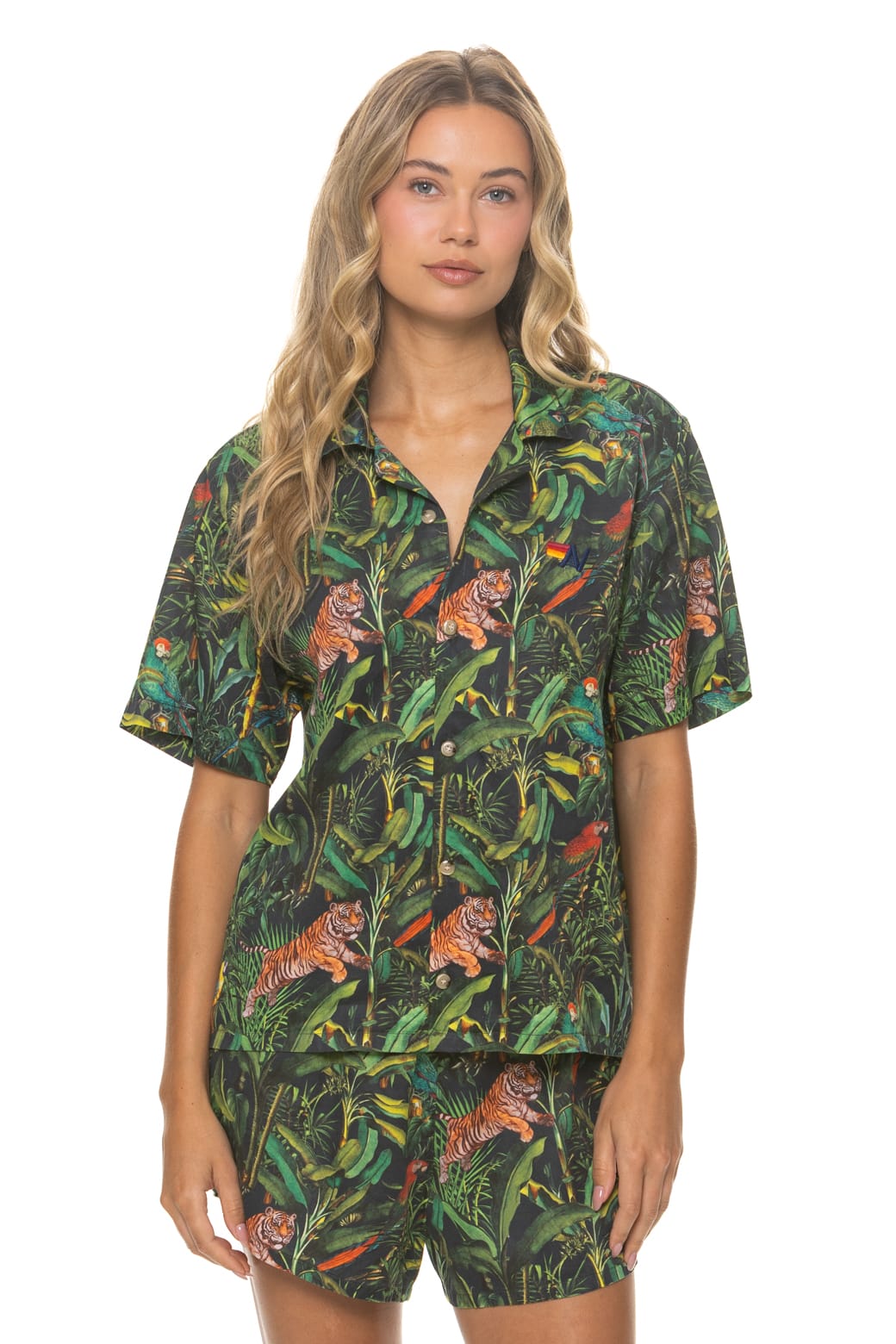 Retro WOMENS COTTON LUXE POPLIN SHORT - VINTAGE BLACK JUNGLE