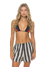 Retro WOMENS COTTON LUXE POPLIN SHORT - VINTAGE BLACK STRIPE