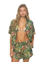 Retro WOMENS COTTON LUXE POPLIN SHORT - VINTAGE WHITE JUNGLE