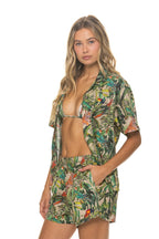 Retro WOMENS COTTON LUXE POPLIN SHORT - VINTAGE WHITE JUNGLE