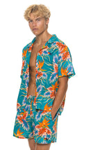 Retro MENS COTTON LUXE POPLIN RELAXED SHORT - BLUE HAWAII