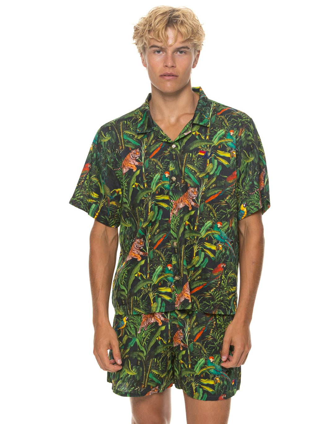 Retro MENS COTTON LUXE POPLIN RELAXED SHORT - VINTAGE BLACK JUNGLE