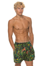 Retro MENS COTTON LUXE POPLIN RELAXED SHORT - VINTAGE BLACK JUNGLE