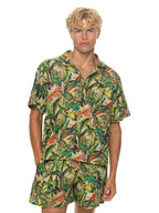 Retro MENS COTTON LUXE POPLIN RELAXED SHORT - VINTAGE WHITE JUNGLE