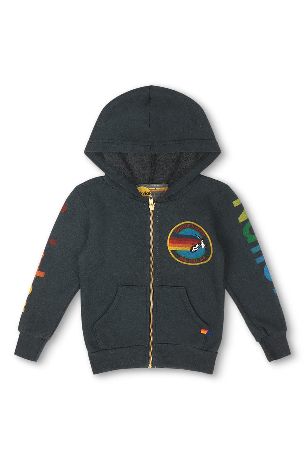 Retro KIDS AVIATOR NATION MALIBU ZIP HOODIE - CHARCOAL