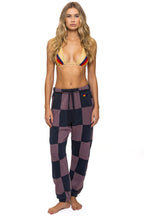 Retro CHECK QUILTED SWEATPANTS - CHARCOAL MOCHA