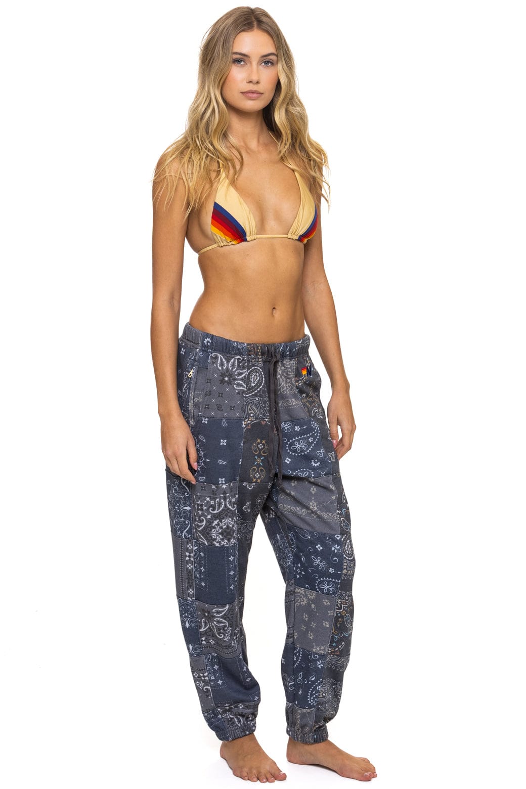 Retro BANDANA QUILTED SWEATPANTS - CHARCOAL