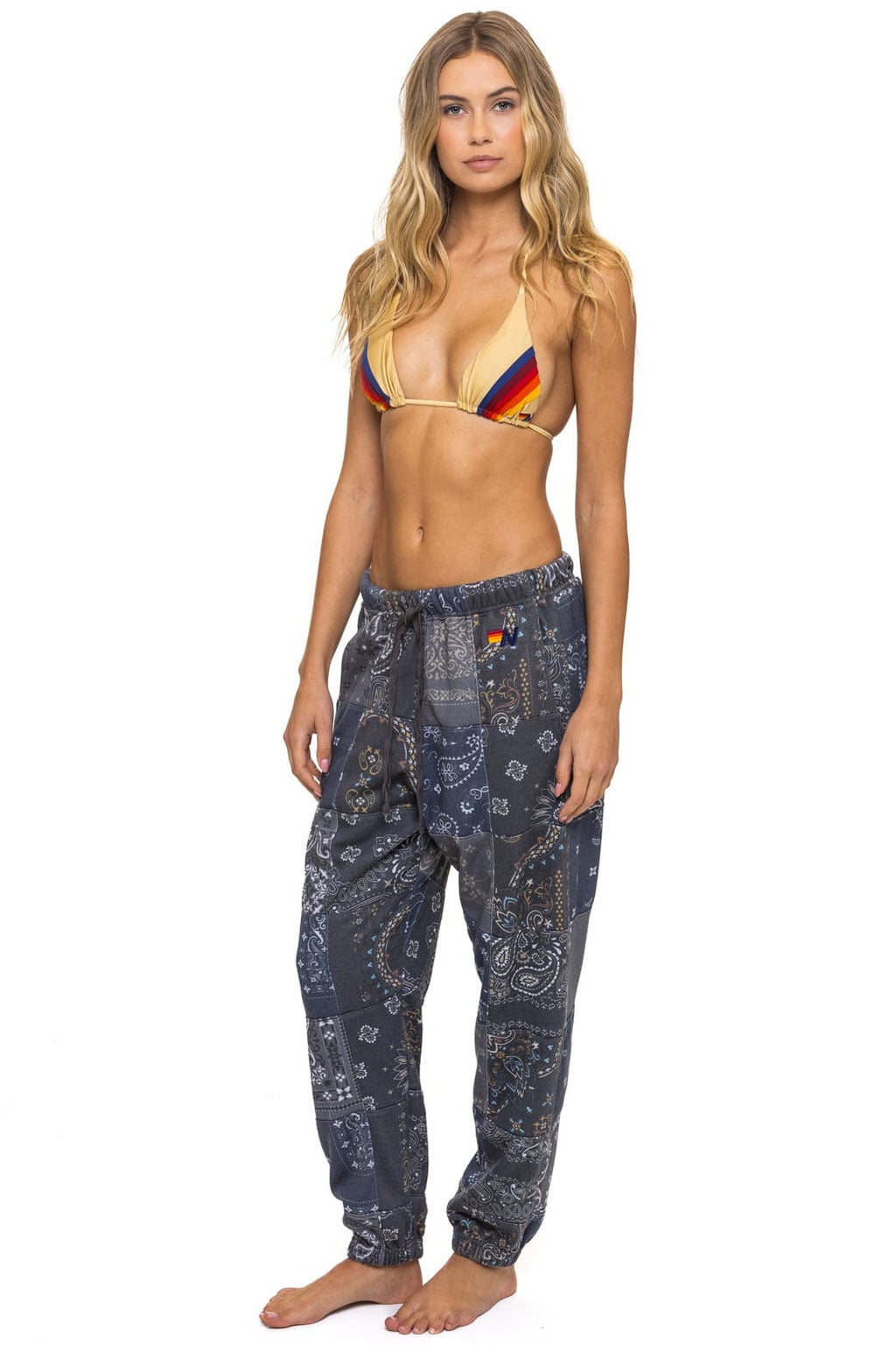 Retro BANDANA QUILTED SWEATPANTS - CHARCOAL