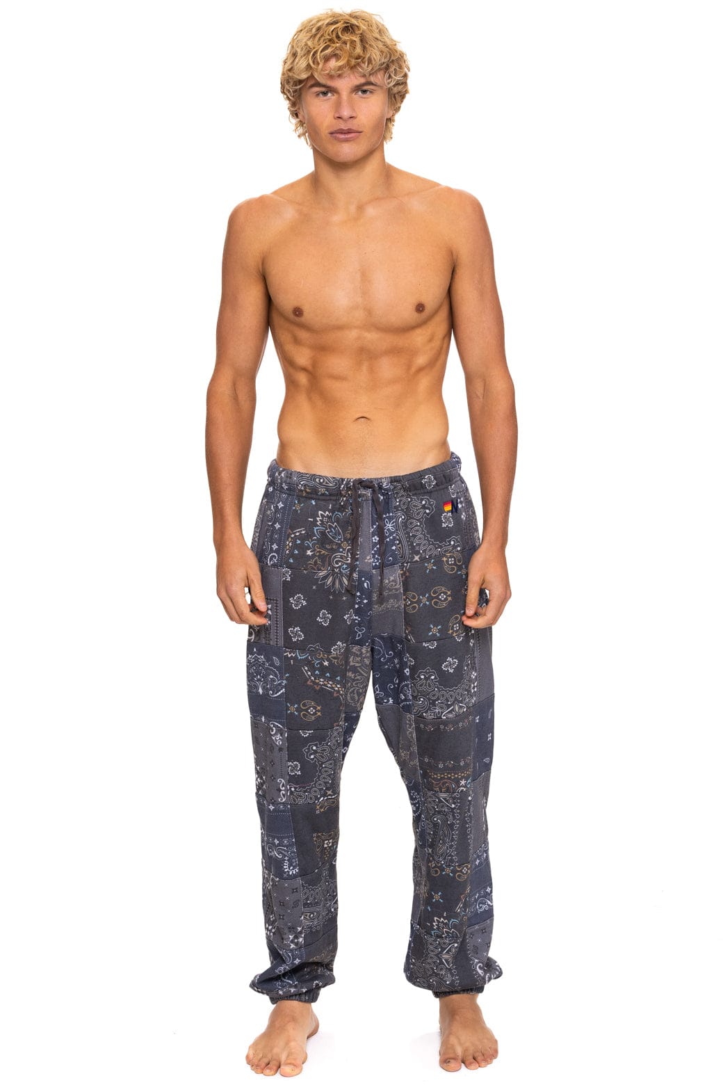 Retro BANDANA QUILTED SWEATPANTS - CHARCOAL