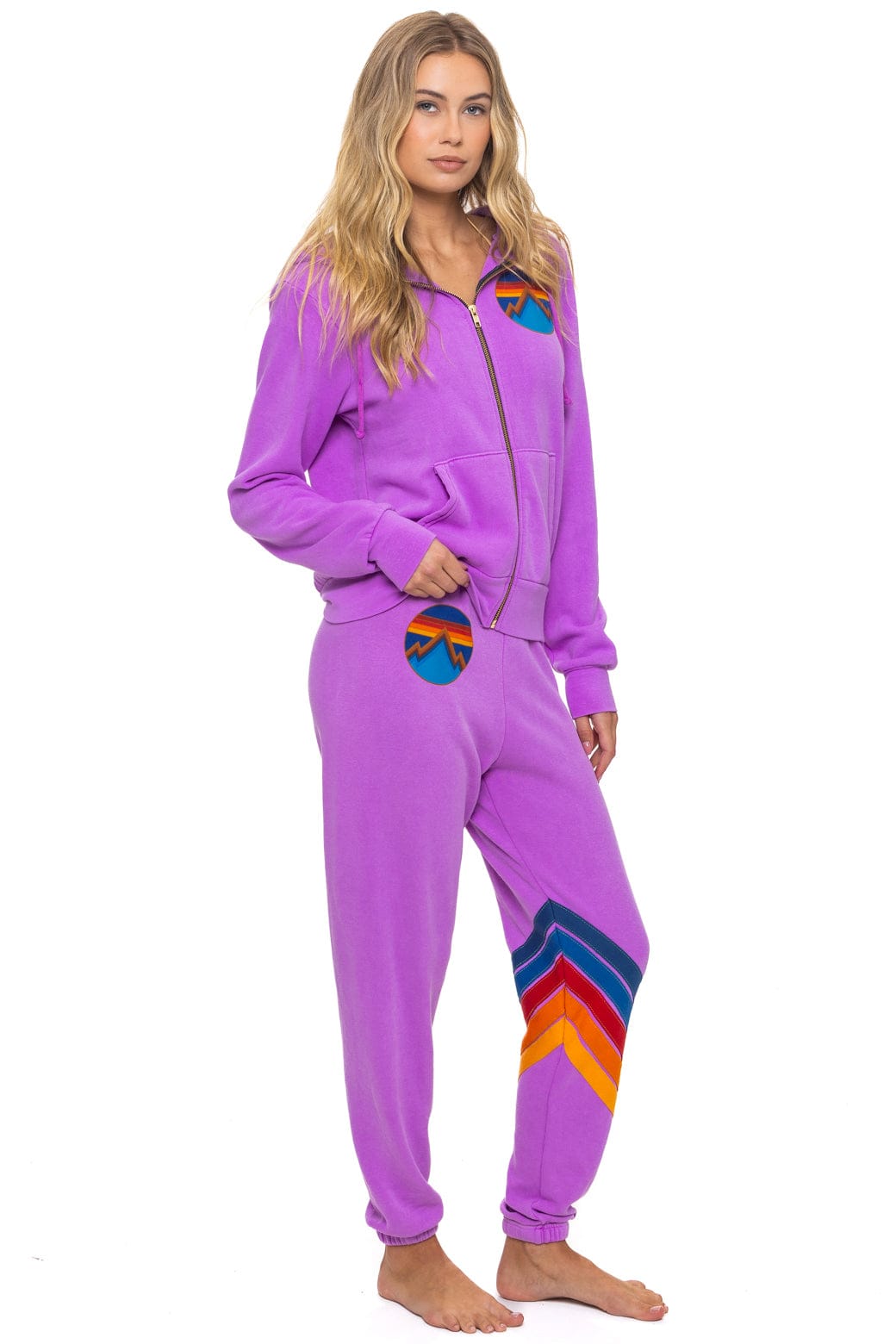 Retro ALL SEASONS CIRCLE ZIP HOODIE - NEON PURPLE