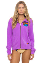 Retro ALL SEASONS CIRCLE ZIP HOODIE - NEON PURPLE
