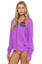 Retro ALL SEASONS CIRCLE ZIP HOODIE - NEON PURPLE