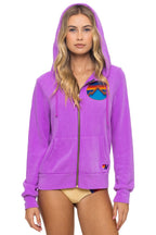 Retro ALL SEASONS CIRCLE ZIP HOODIE - NEON PURPLE