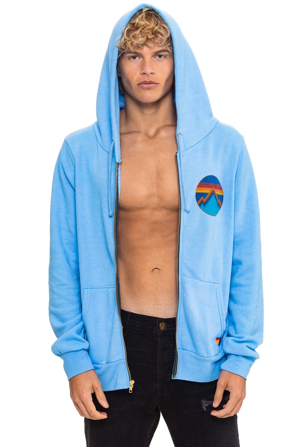 Retro ALL SEASONS CIRCLE ZIP HOODIE - SKY