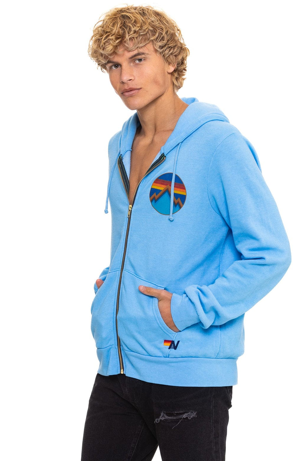 Retro ALL SEASONS CIRCLE ZIP HOODIE - SKY