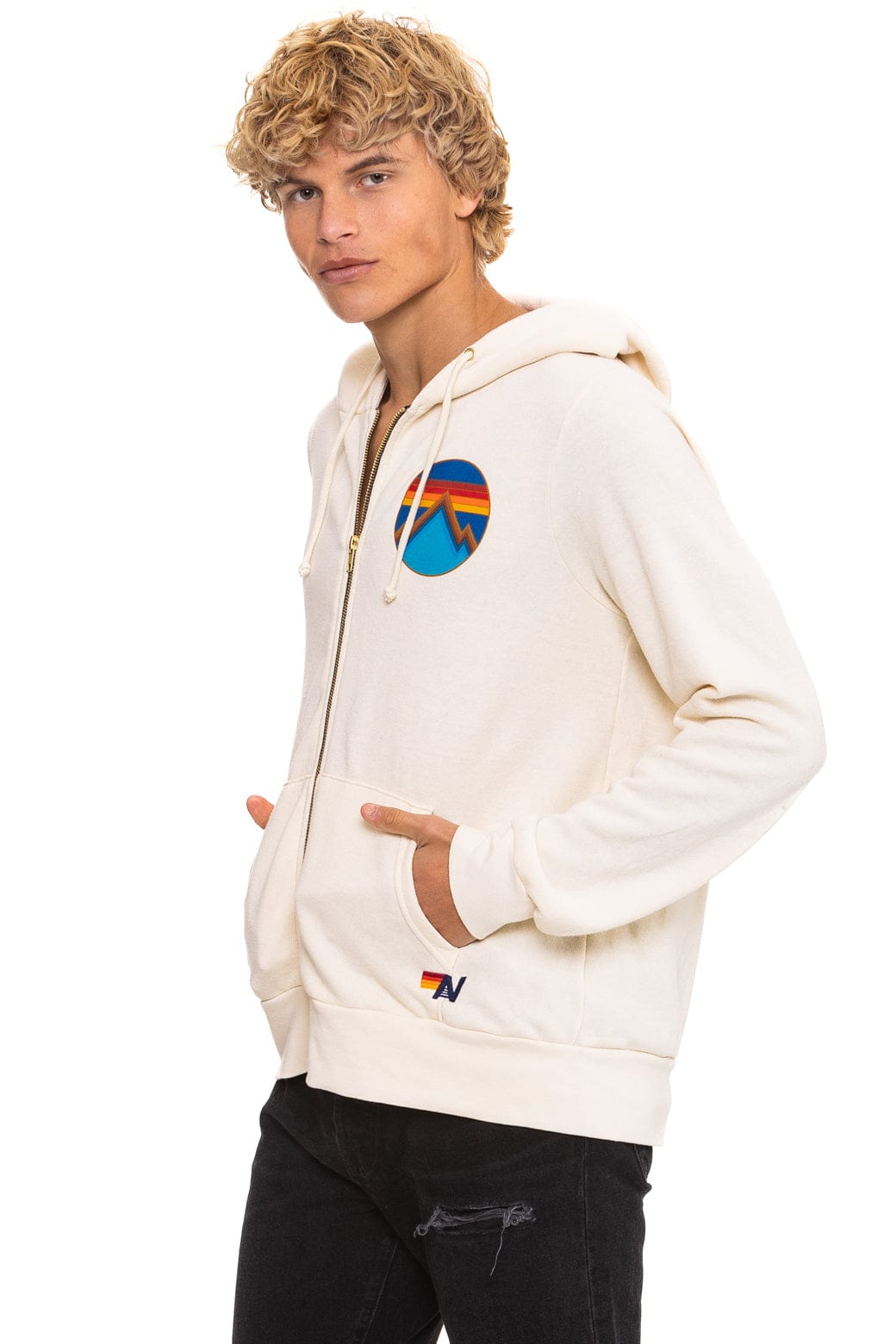 Retro ALL SEASONS CIRCLE ZIP HOODIE - VINTAGE WHITE