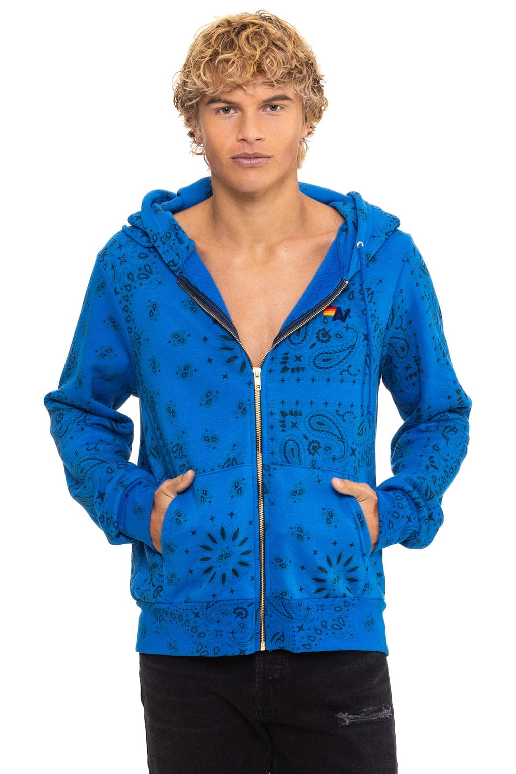 Retro BANDANA ZIP HOODIE - ADVENTURE BLUE