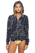 Retro BANDANA ZIP HOODIE - CHARCOAL