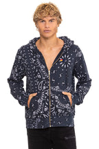 Retro BANDANA ZIP HOODIE - CHARCOAL