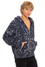 Retro BANDANA ZIP HOODIE - CHARCOAL