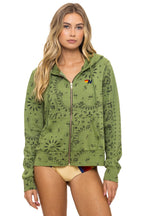Retro BANDANA ZIP HOODIE - JUNGLE GREEN