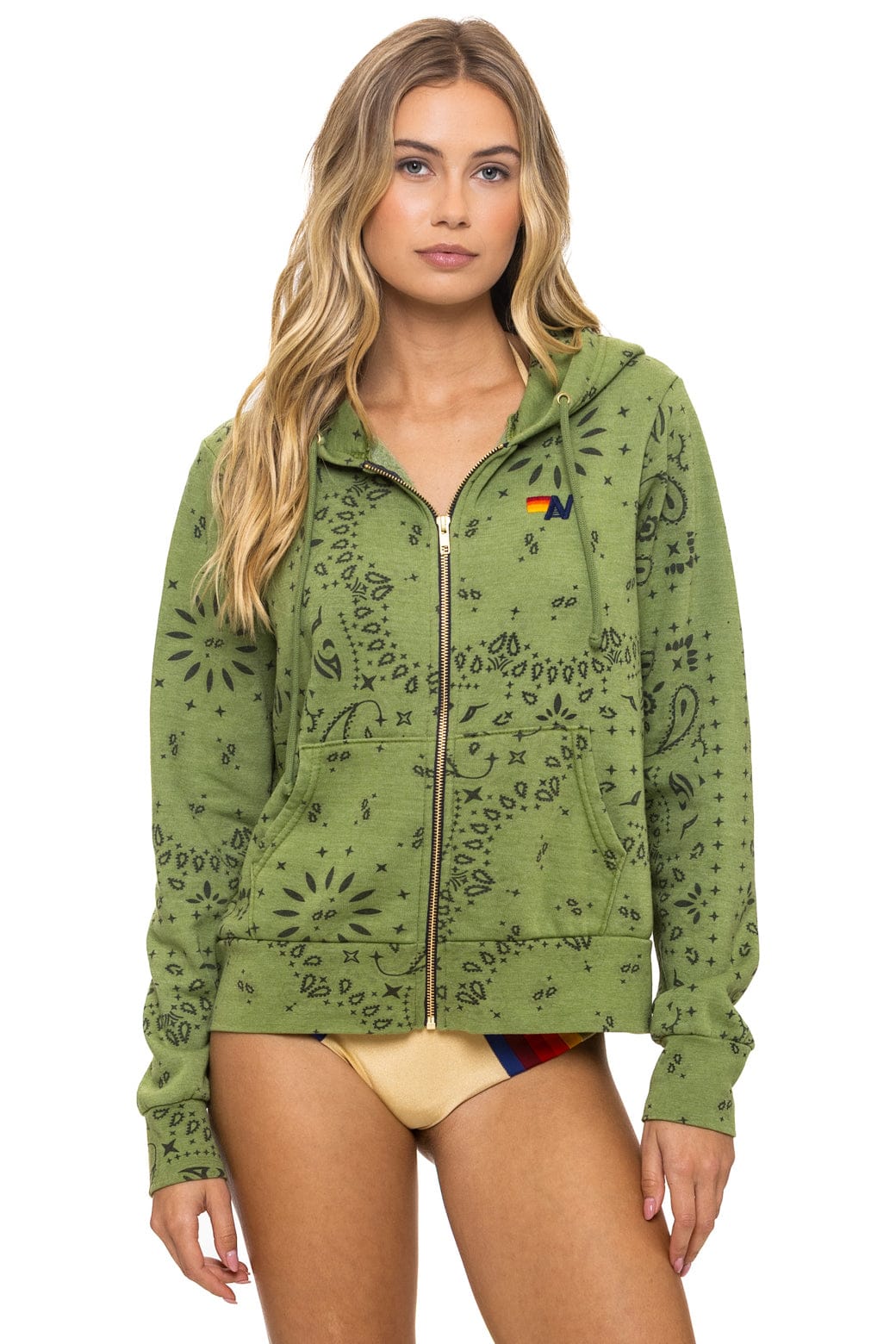 Retro BANDANA ZIP HOODIE - JUNGLE GREEN