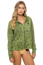 Retro BANDANA ZIP HOODIE - JUNGLE GREEN
