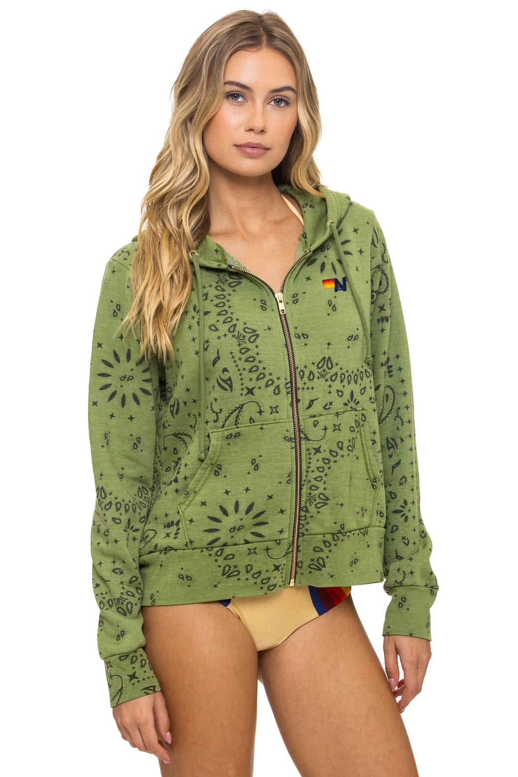 Retro BANDANA ZIP HOODIE - JUNGLE GREEN