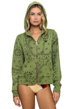 Retro BANDANA ZIP HOODIE - JUNGLE GREEN