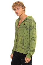 Retro BANDANA ZIP HOODIE - JUNGLE GREEN