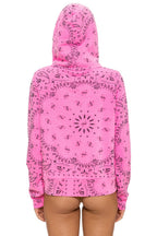 Retro BANDANA ZIP HOODIE - NEON PINK