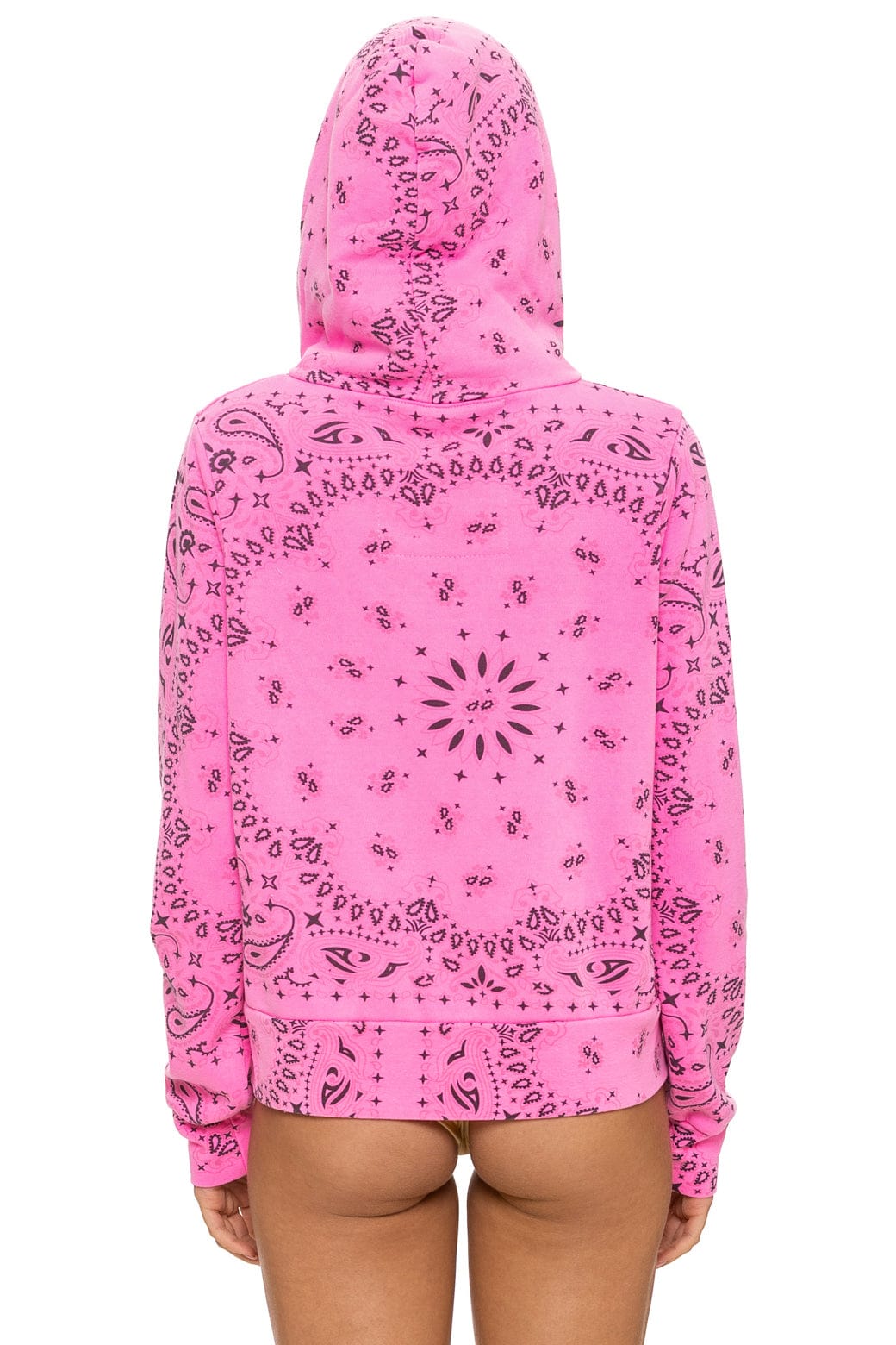 Retro BANDANA ZIP HOODIE - NEON PINK