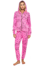 Retro BANDANA ZIP HOODIE - NEON PINK
