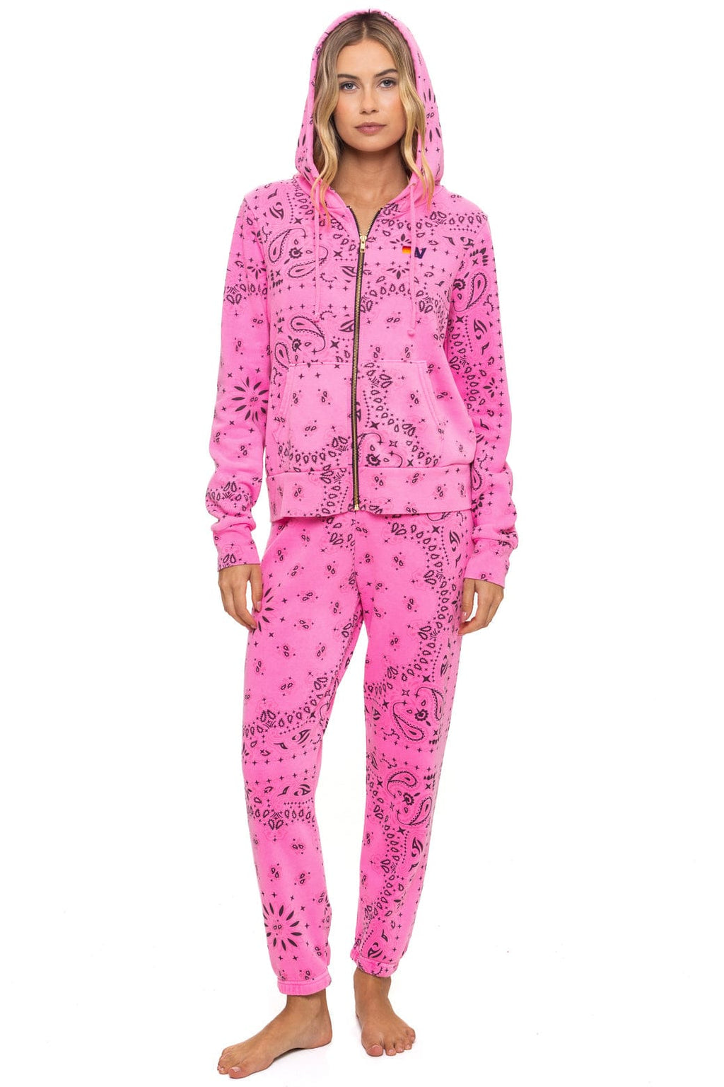 Retro BANDANA SWEATPANTS - NEON PINK