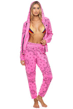 Retro BANDANA ZIP HOODIE - NEON PINK