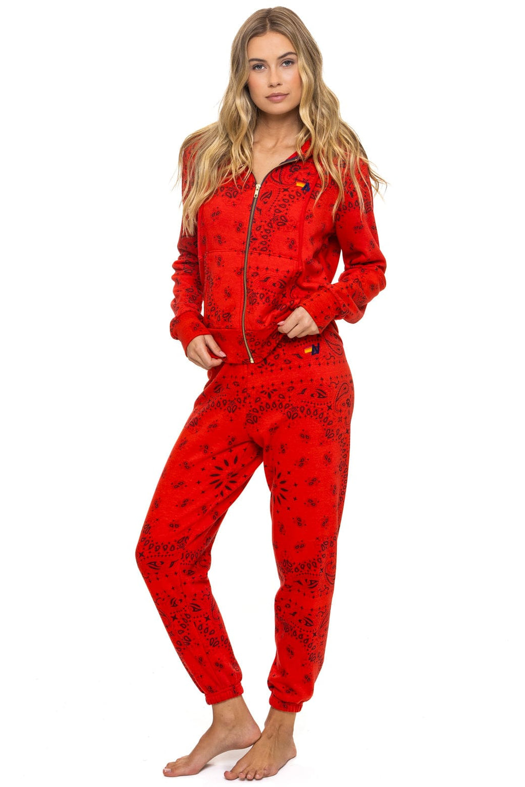 Retro BANDANA ZIP HOODIE - RED