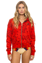 Retro BANDANA ZIP HOODIE - RED