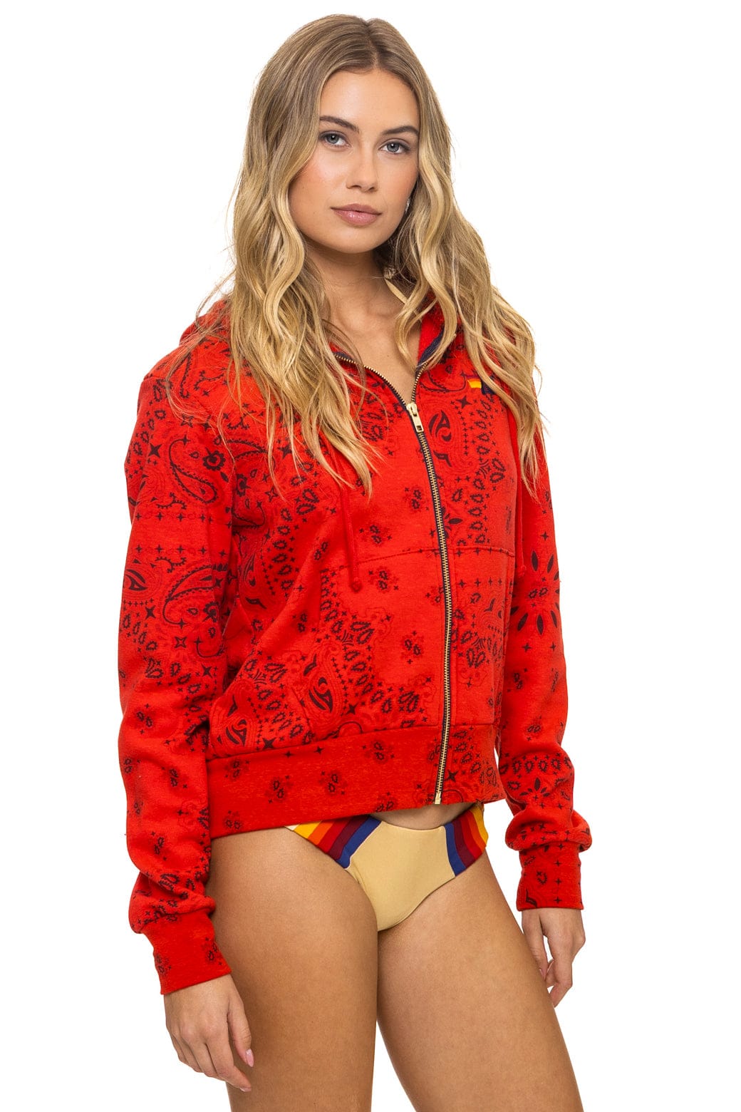 Retro BANDANA ZIP HOODIE - RED