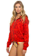 Retro BANDANA ZIP HOODIE - RED