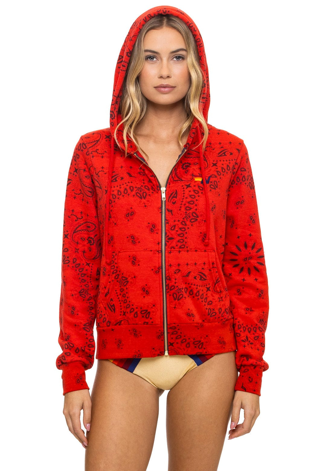 Retro BANDANA ZIP HOODIE - RED