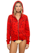 Retro BANDANA ZIP HOODIE - RED