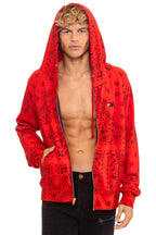 Retro BANDANA ZIP HOODIE - RED