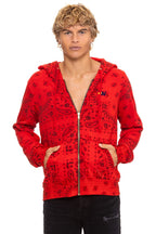 Retro BANDANA ZIP HOODIE - RED