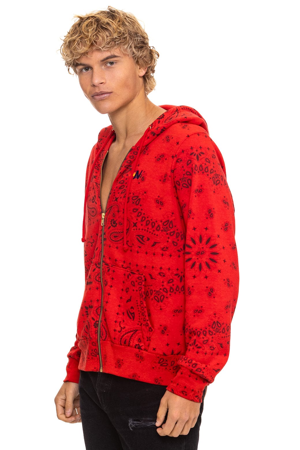 Retro BANDANA ZIP HOODIE - RED
