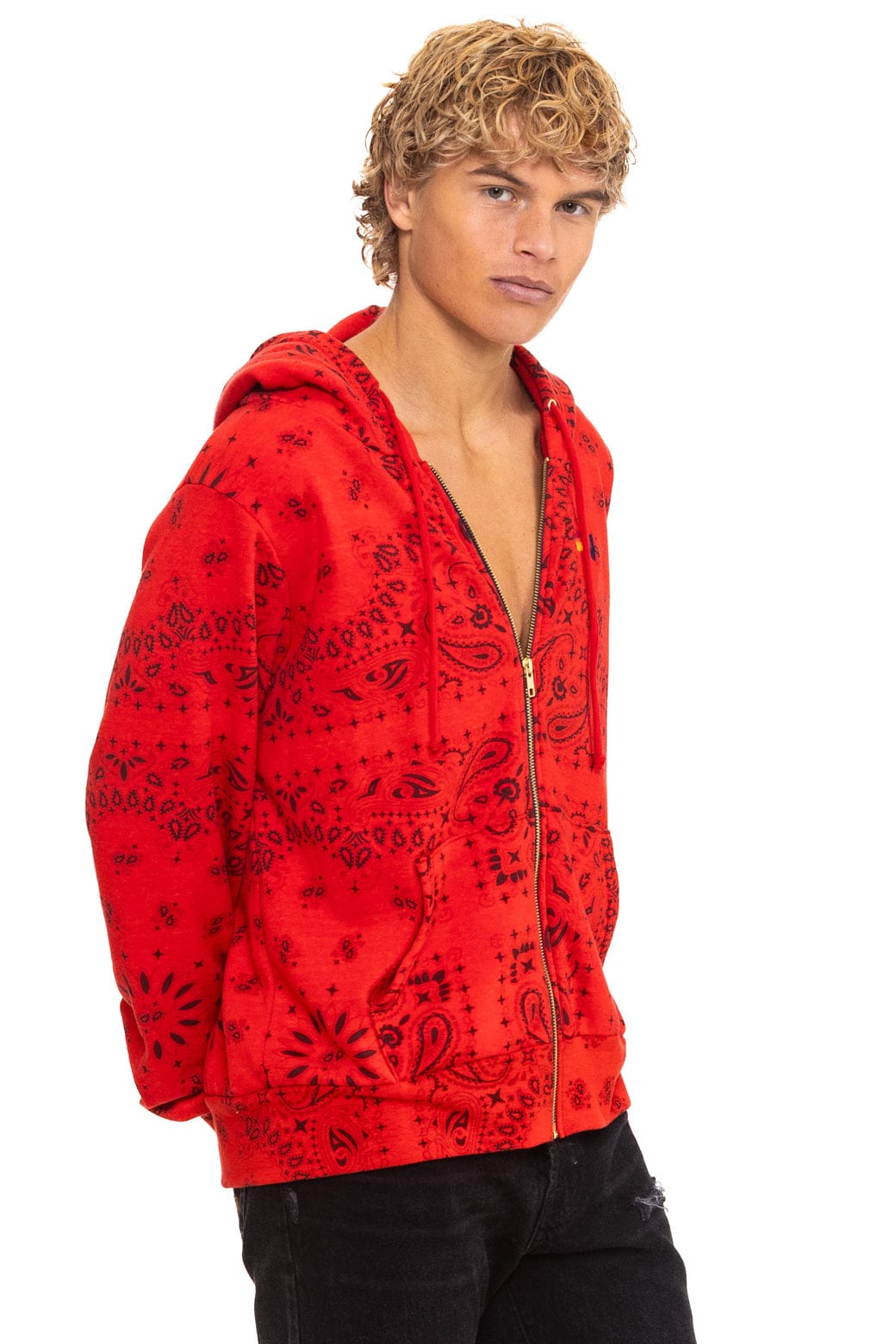 Retro BANDANA ZIP HOODIE - RED