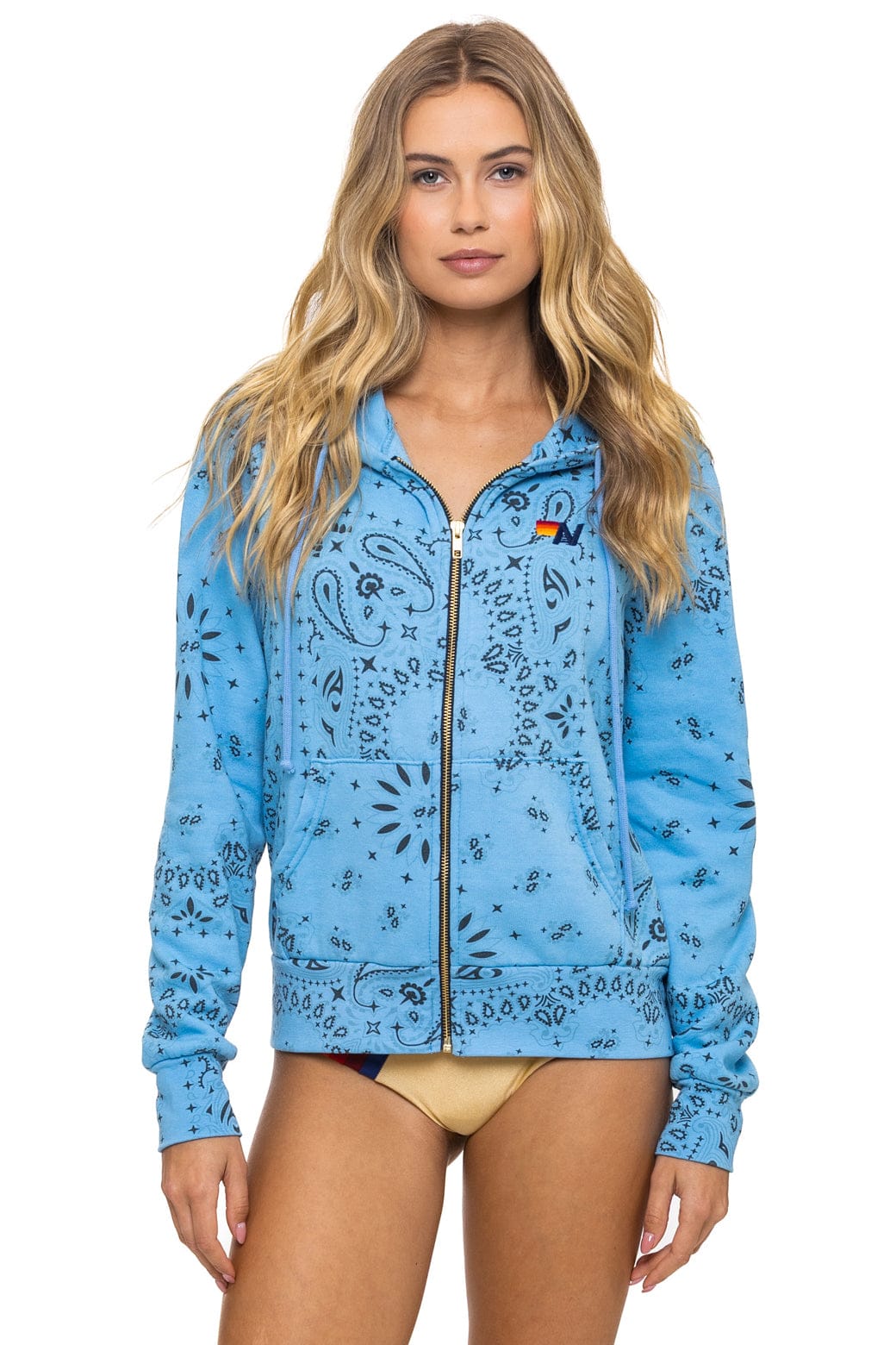 Retro BANDANA ZIP HOODIE - SKY