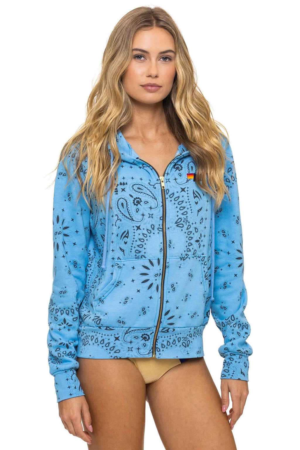 Retro BANDANA ZIP HOODIE - SKY