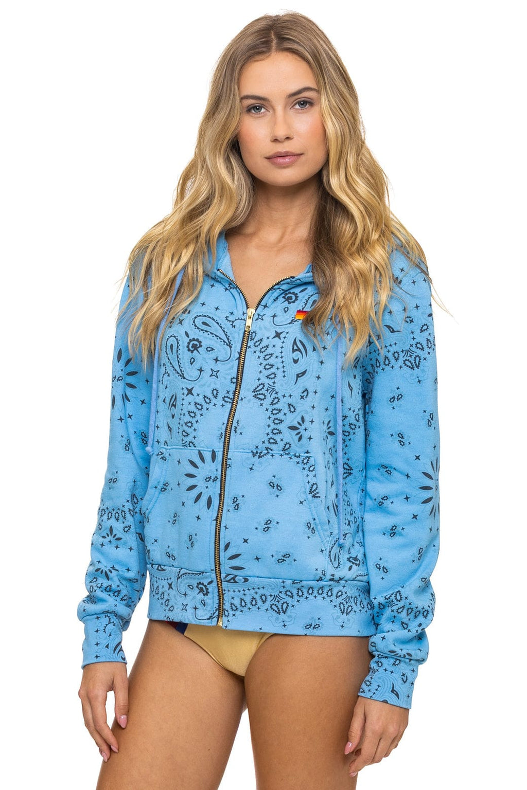 Retro BANDANA ZIP HOODIE - SKY