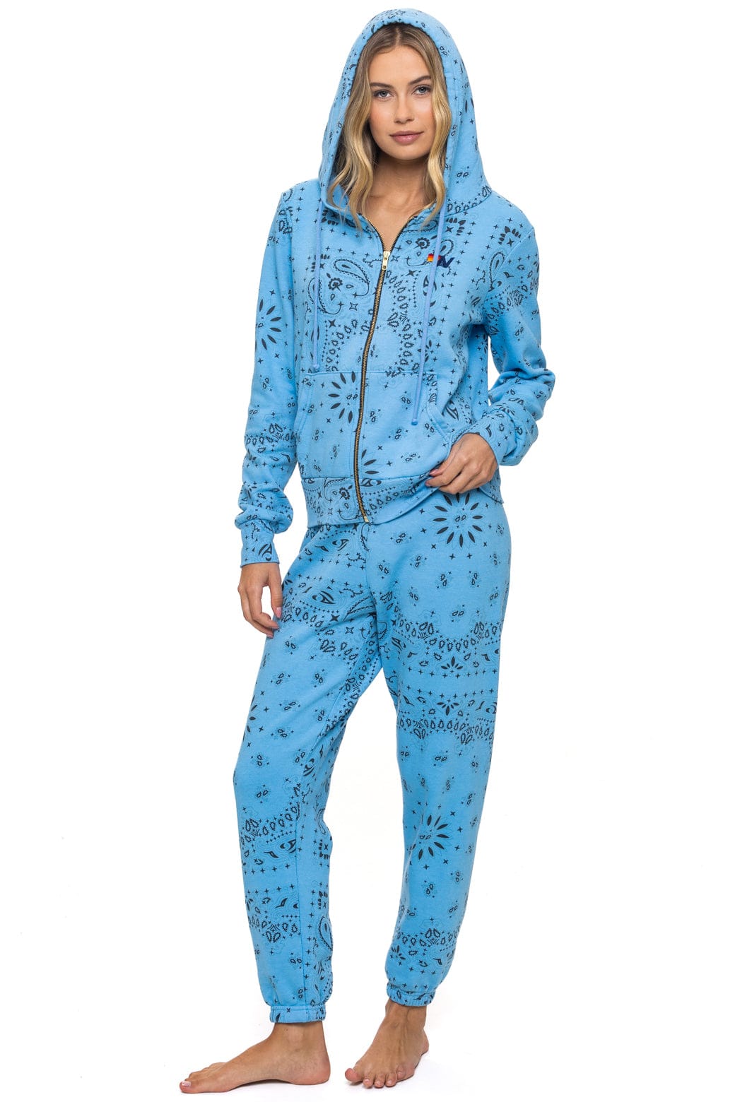 Retro BANDANA ZIP HOODIE - SKY